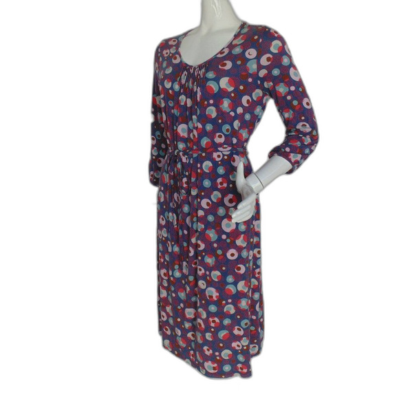 BODEN Dress, 10, Jersey, Multicolor circles/Polka dots, sash, 3/4 sleeves - Picture 4 of 15